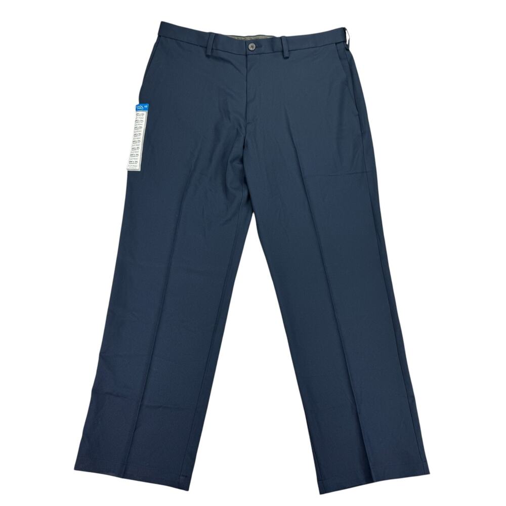 Haggar Mens Cool 18 Pro Classic Fit Flat Front Dress Pants Navy Blue 38x30